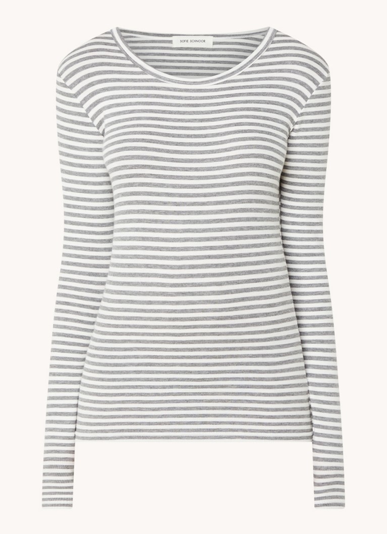 Tricou cu mânecă lungă în dungi și decolteu rotund de la Sofie Schnoor.