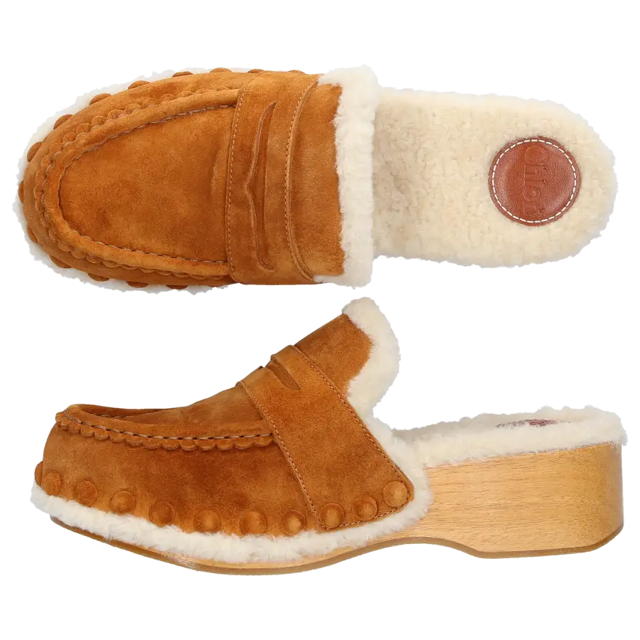 Chloé - Hausschuhe JOY Veloursleder - braun