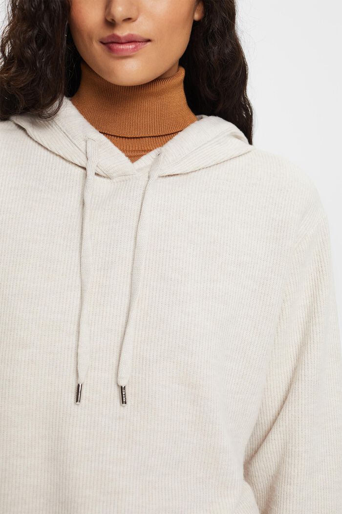 Hoodie aus weich aufgerautem Rippstrick