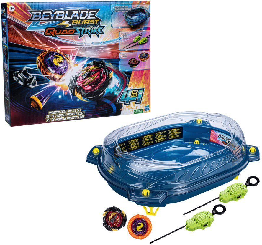 Hasbro Speed-Kreisel Beyblade Burst Quadstrike Thunder Edge (Set), Arena mit 2 Startern und 2 rechtsdrehenden Kreiseln