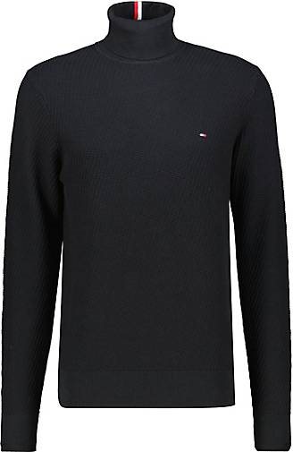 TOMMY HILFIGER Herren Rollkragenpullover RECTANGULAR STRUCTURE Strickpullover aus BIO-Baumwolle