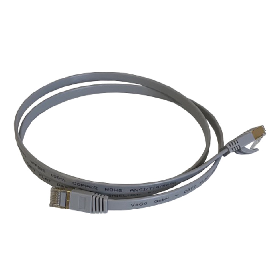 Vago-Tools CAT7 Patchkabel Netzwerkkabel grau 0,5m flach