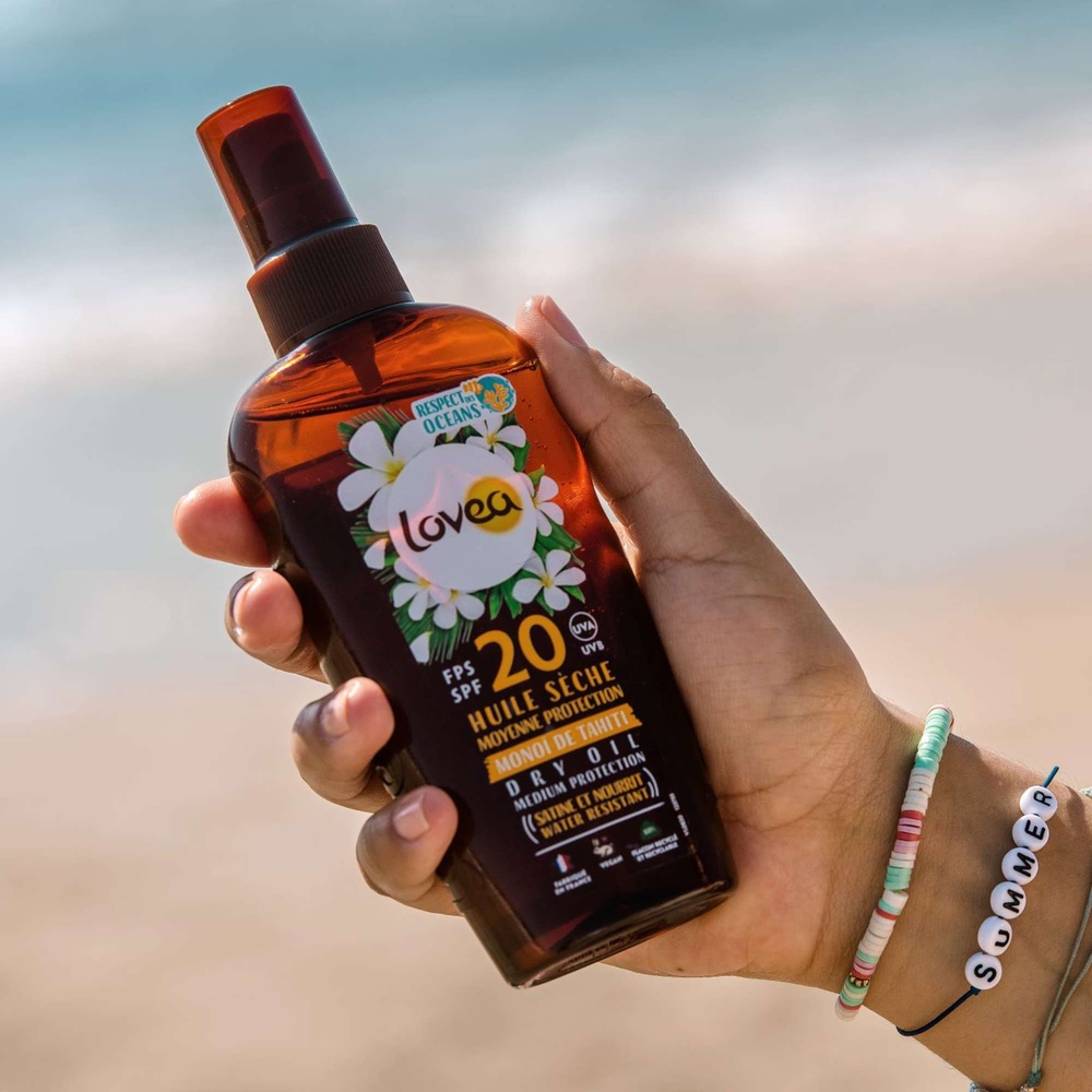 lovea Huile Sèche FPS 20 Moyenne Protection Monoï de Tahiti Huile Sèche Protectrice Solaire - Nourrissante