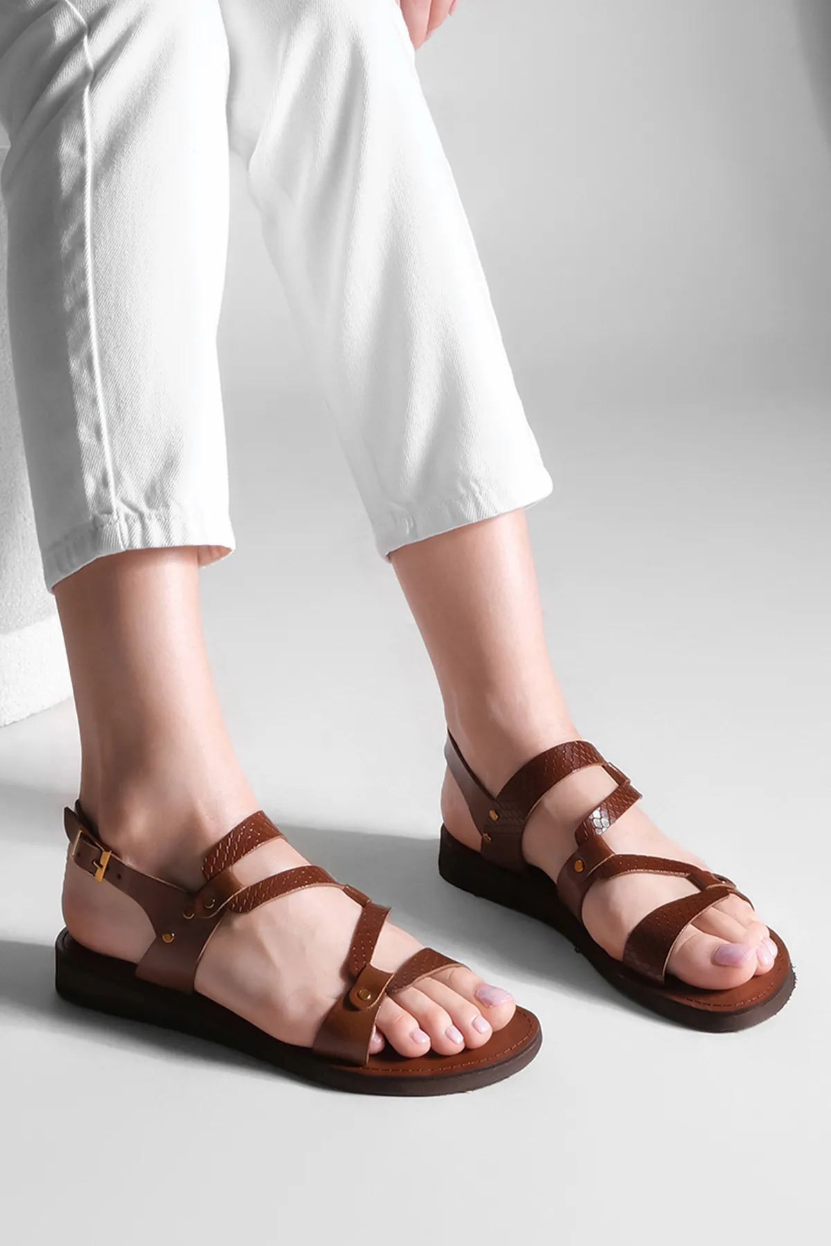 Marjin  Sandalette - Braun - Flacher Absatz