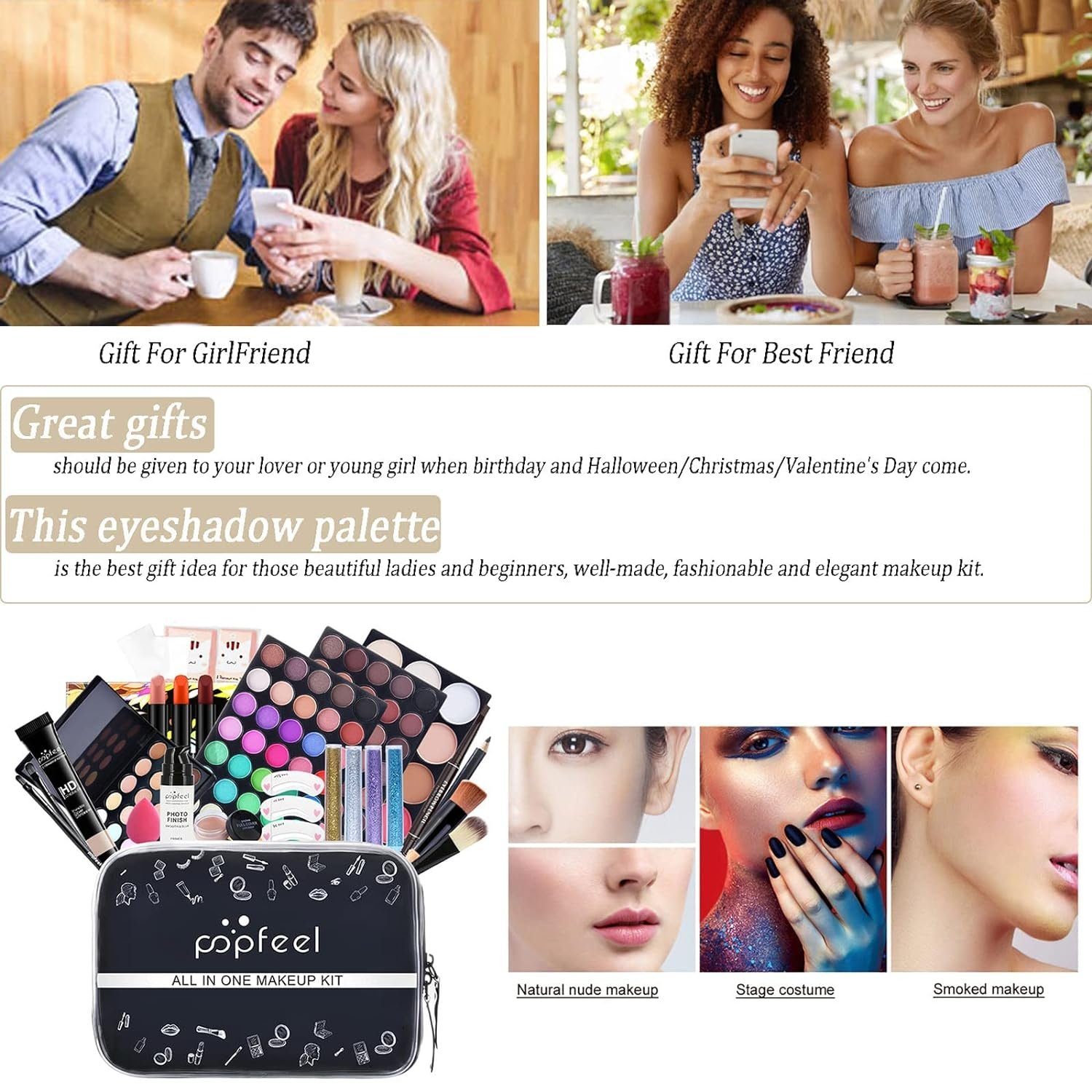 ERHWIO Make-up Set All-in-One-Make-up-Set, multifunktional und praktisch für Anfänger, 25-tlg., Buntes Make-up-Set: Lipgloss, Rouge, Lidschatten und mehr25 Stück