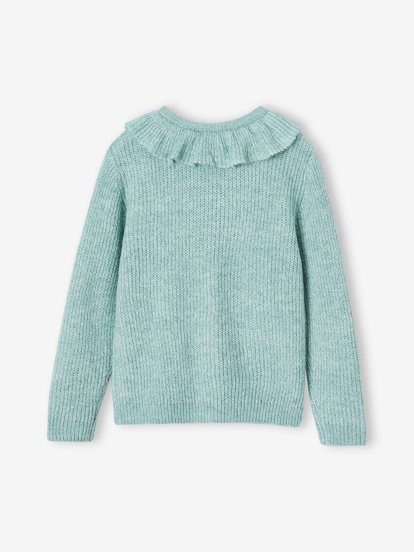 Gilet à collerette en maille mousseuse fille rose