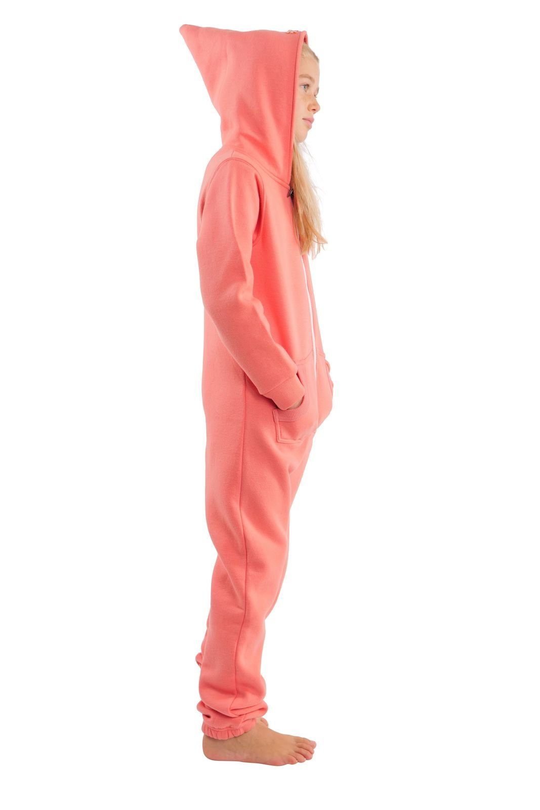 O'Poppy Jumpsuit Kinder rosa (1-tlg) Zwergen Kapuze und Eingrifftaschen