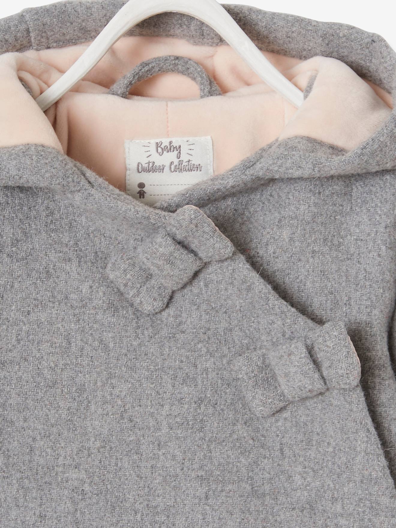 Vertbaudet Mädchen Baby Winterjacke, Kapuze - hellgrau