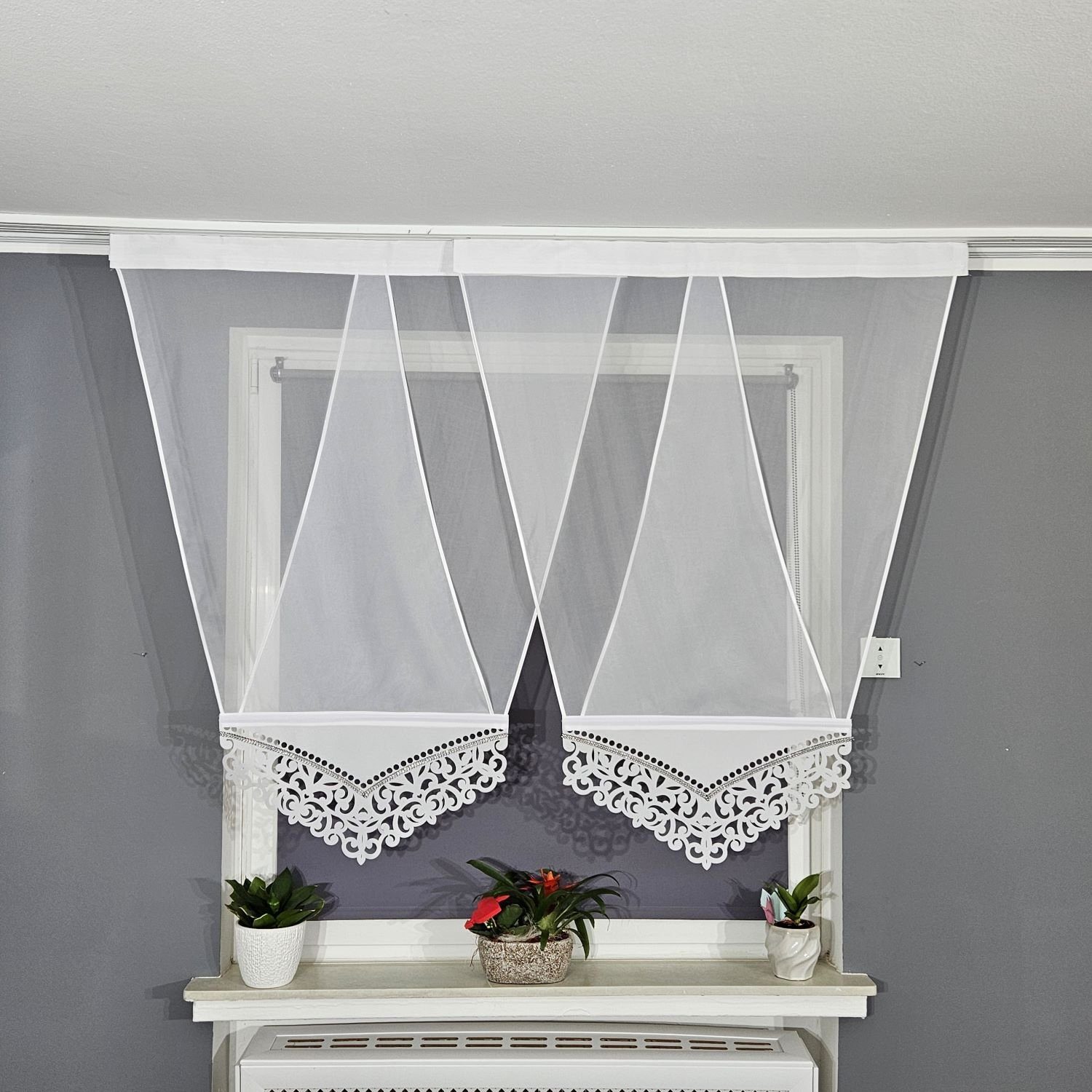 Schiebegardine 2er V Panel Voile, Gardinen by Justyna, Kräuselband (2 St), transparent, Modern, Panelgardine, Paneele, Fertiggardine, Scheibengardine, Fensterdeko