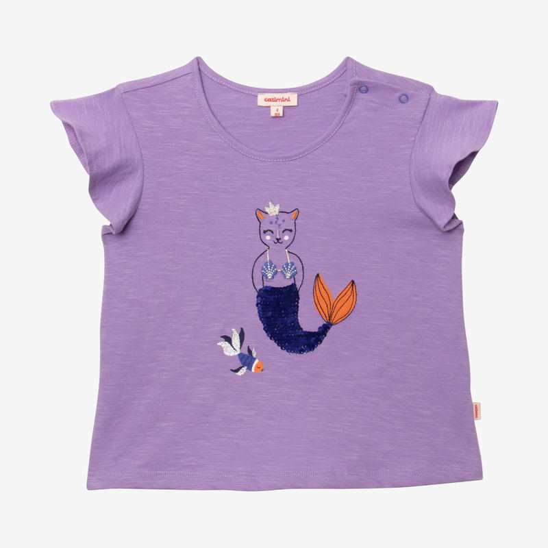 T-shirt fille sirène-chat violet Catimini
