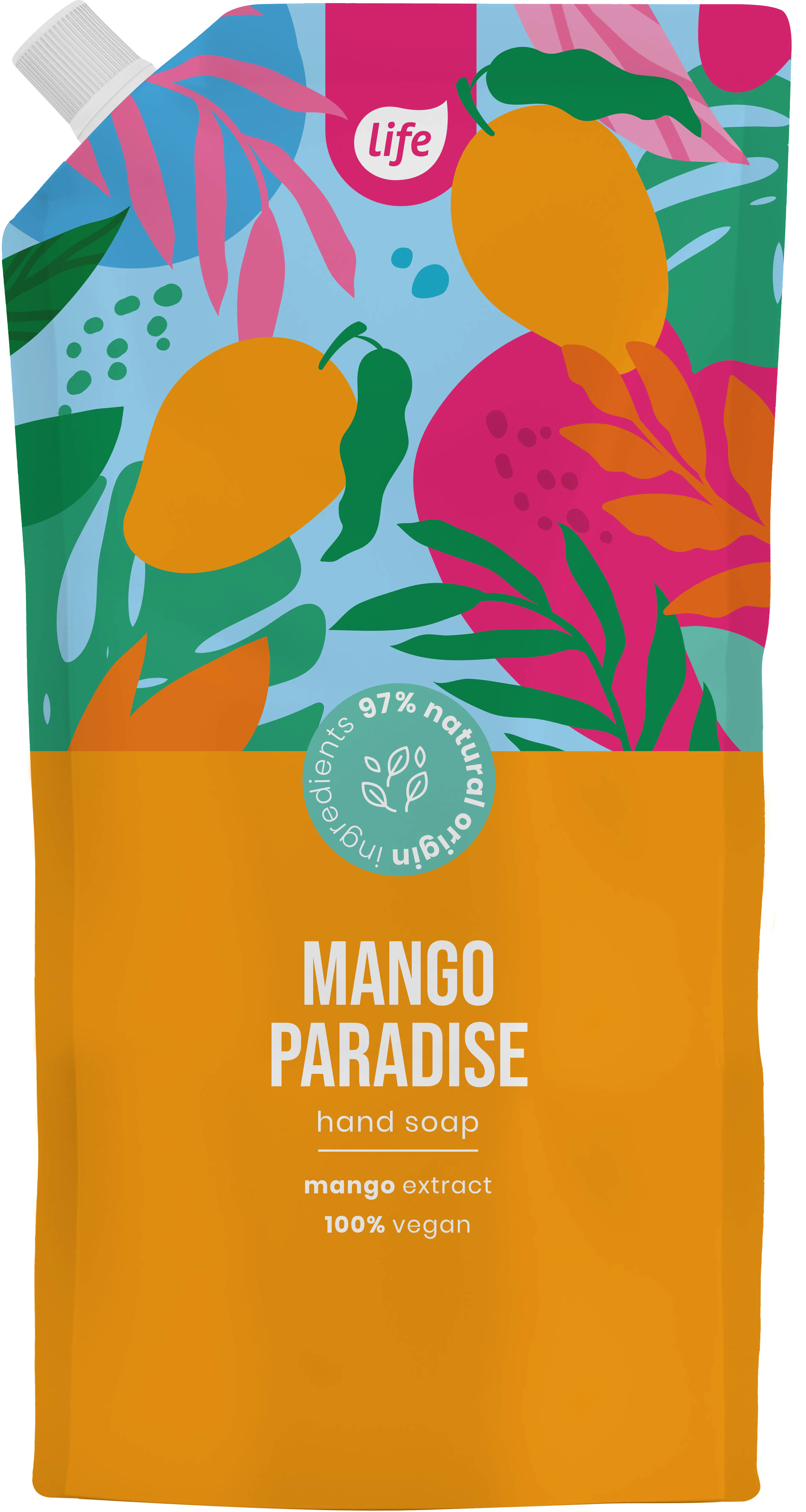 Skystas muilas „Life“, „Mango rojus“, papildymas
