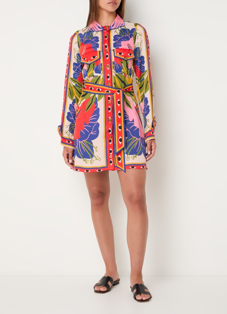 Rochie mini stil bluză Farm Rio cu buzunare la piept