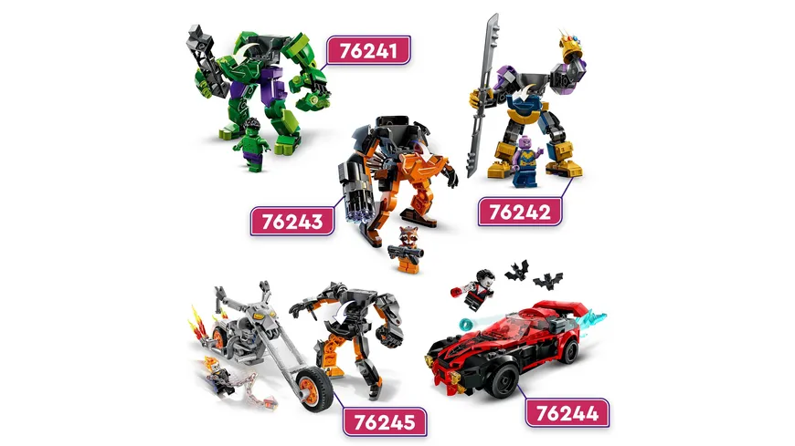 LEGO Marvel 76244 Miles Morales vs. Morbius, Spider-Man Spielzeugauto