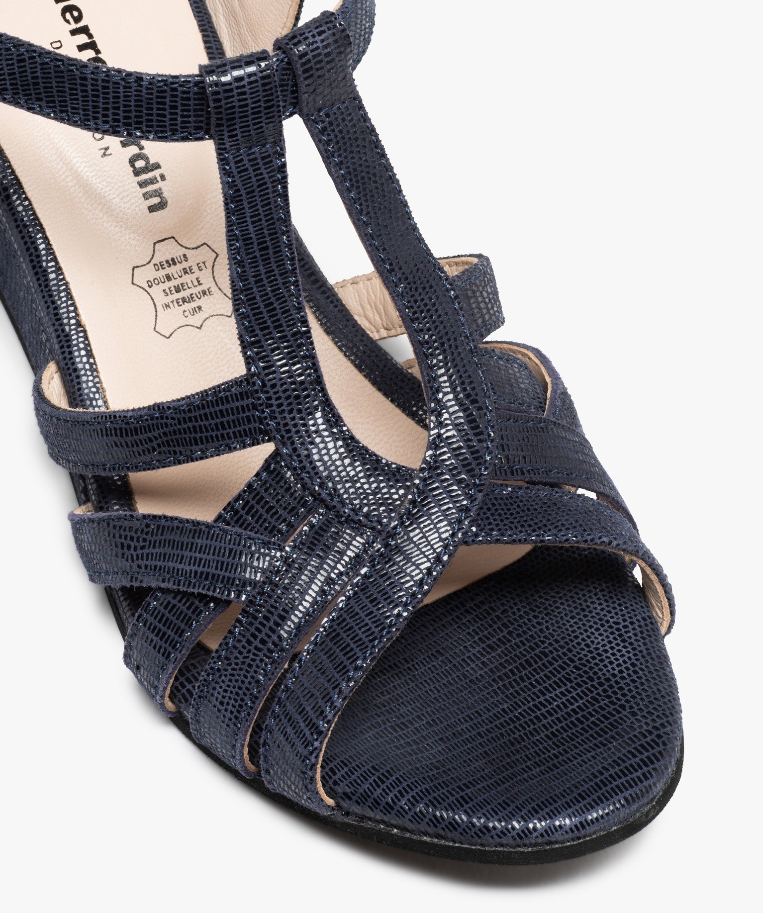 Sandales femme à fines brides en cuir – Pierre Cardin marine | GEMO