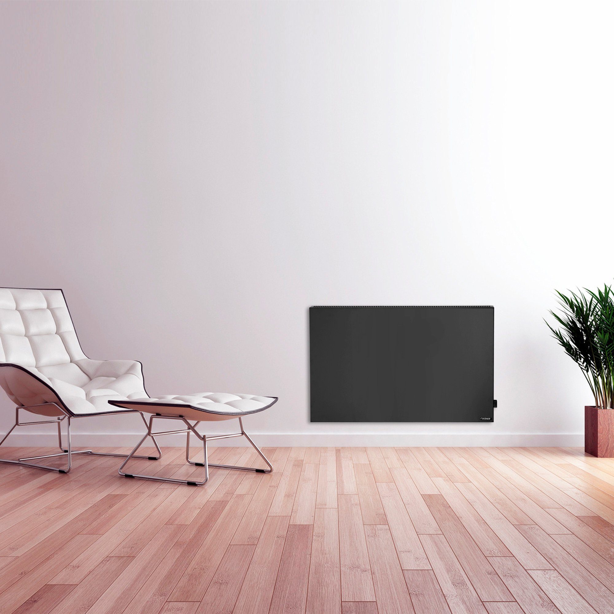 Vasner Infrarotheizung Konvi schwarz, Hybridheizung mit Konvektion & Thermostat, 600 Watt