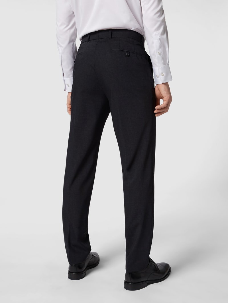 Regular Fit Hose aus Schurwoll-Mix mit Stretch-Anteil Modell 'Enrico' in anthrazit meliert