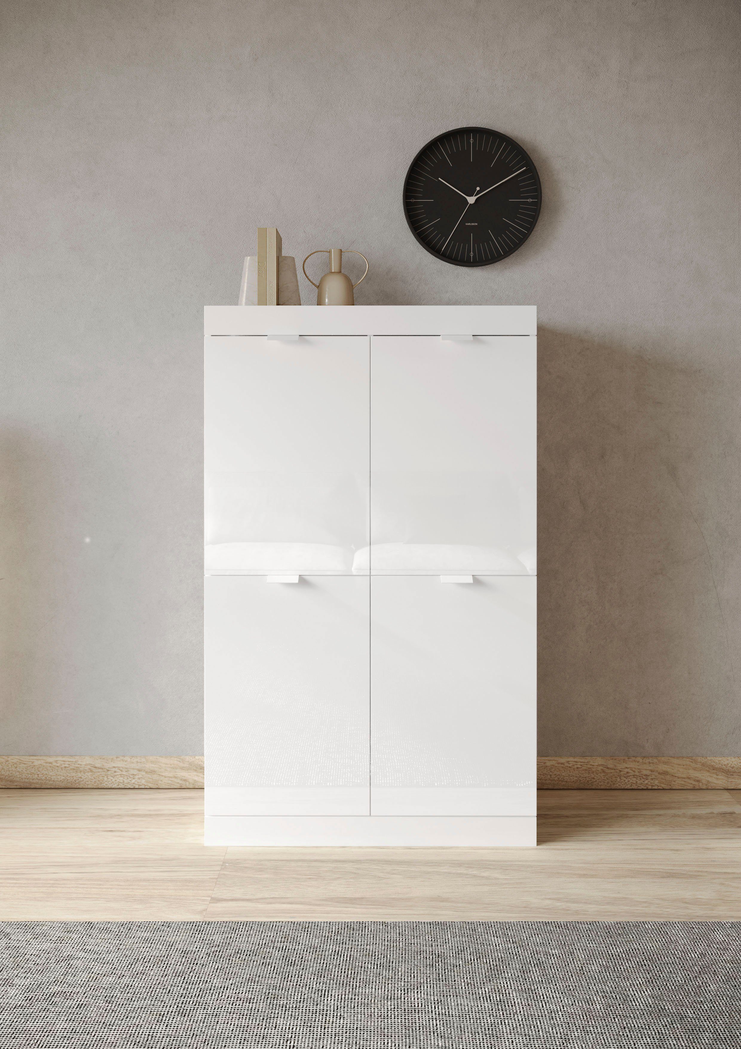 LC Highboard Slim, Breite 91 cm, weiß Hochglanz Lack