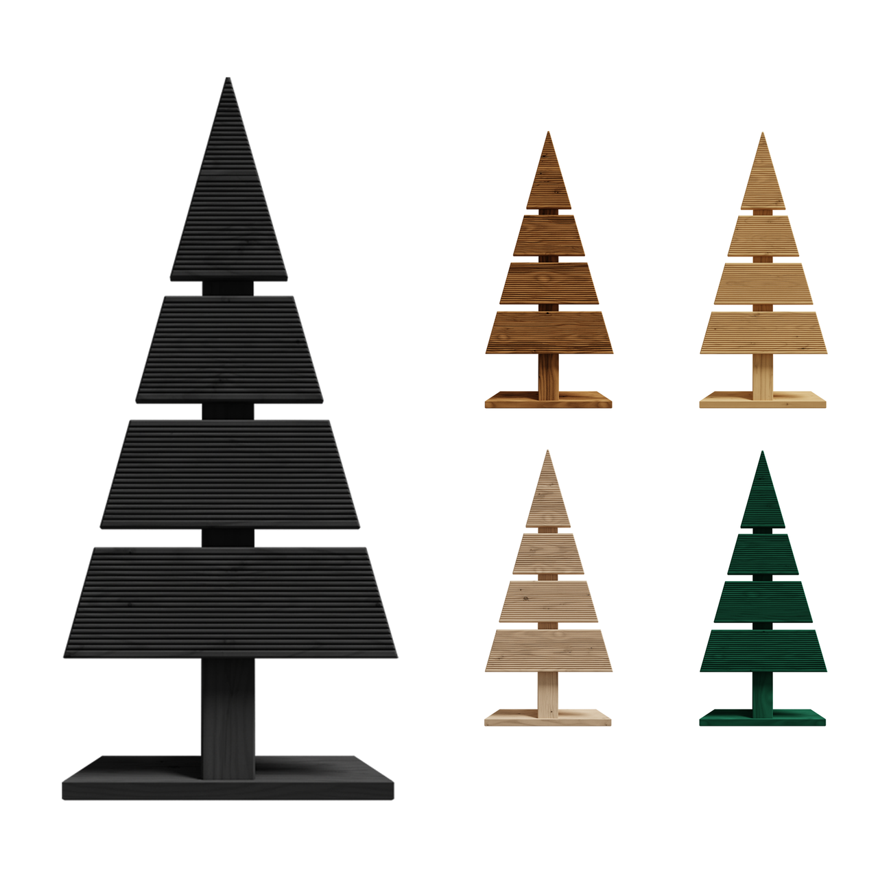 Pemicont Floranica Holz-Weihnachtsbaum Naturholz Dekobaum Tanne 60x27cm Weihnachtsdekoration Anthrazit