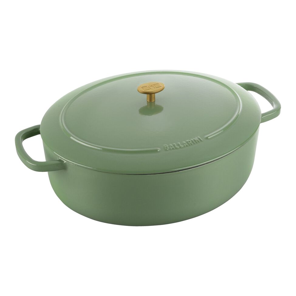 Cocotte 37 cm, oval, Grün, Gusseisen