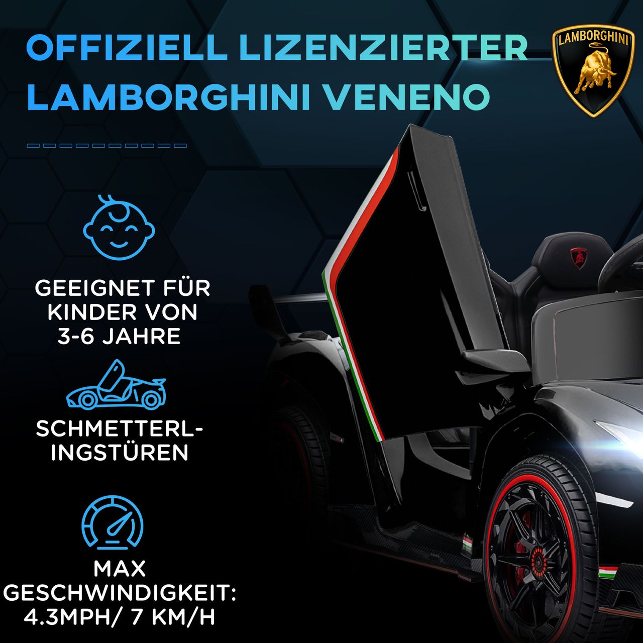 HOMCOM Kinder Elektroauto Kinderauto mit Anzeige, Fernbedienung, Bluetooth