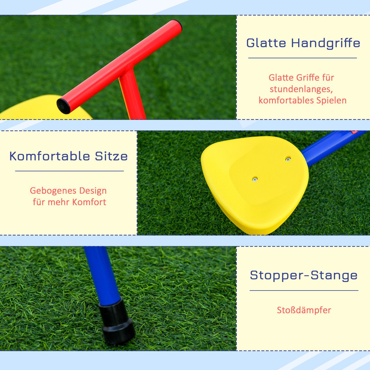 Outsunny Kinder Gartenwippe 360° drehbare Wippe Karussellwippe Metall Mehrfarbig