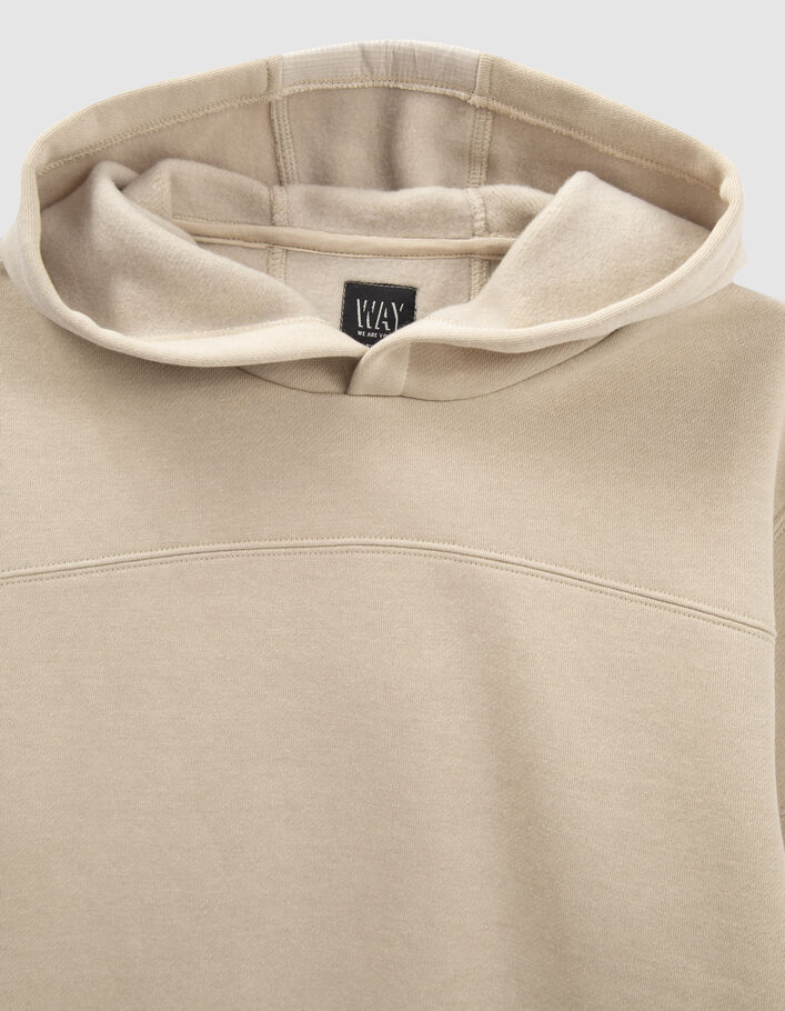 Sweat beige nylon quadrillé dos garçon