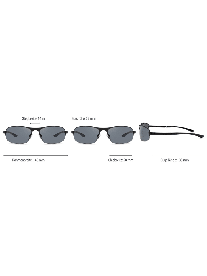 styleBREAKER Rechteckige Halbrand Sonnenbrille in Anthrazit / Grau getönt günstig kaufen onesize