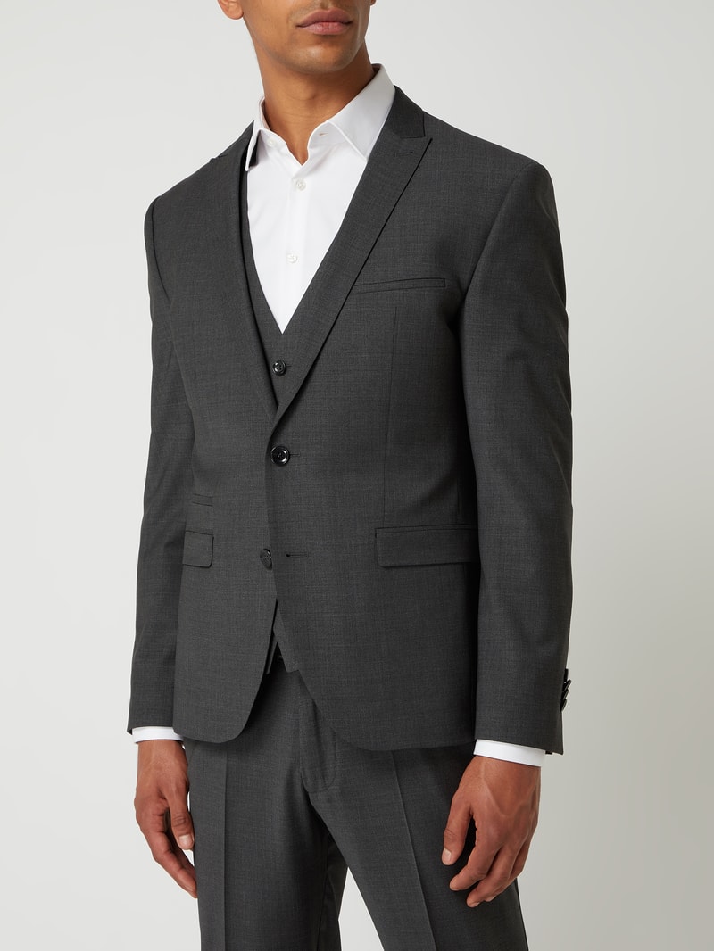 Slim Fit 2-Knopf-Sakko mit Stretch-Anteil Modell 'CiCastello' - 'CIPOWERSTRETCH' in mittelgrau