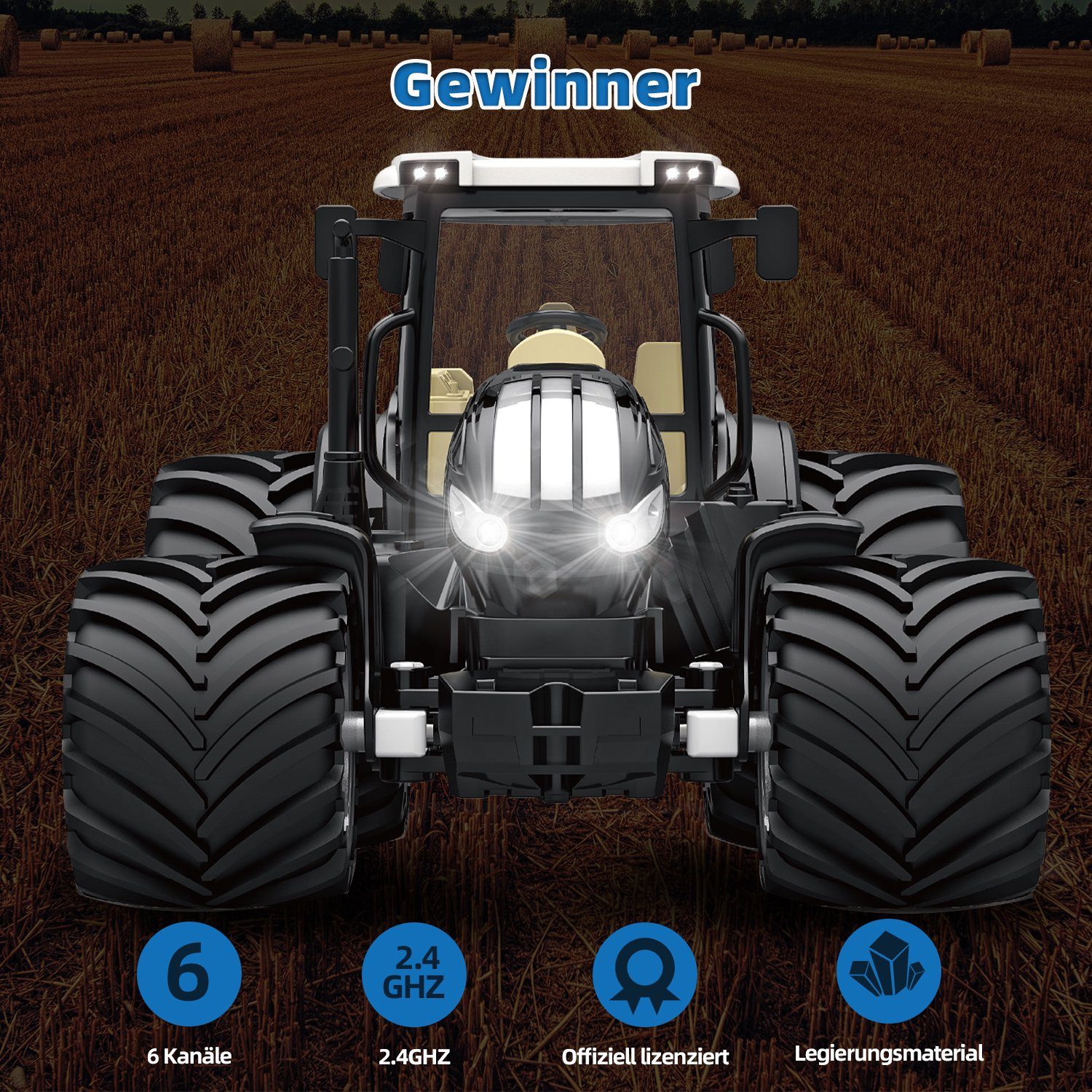 Esun RC-Traktor Ferngesteuerter Traktor Ferngesteuert, Traktor Spielzeug ab 2345Jahre (Komplettset), Spielzeug Traktor,WeihnachtsGeschenke für Kinder