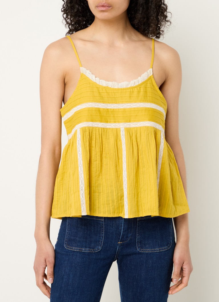 ba&sh Paname spaghetti top with lace details