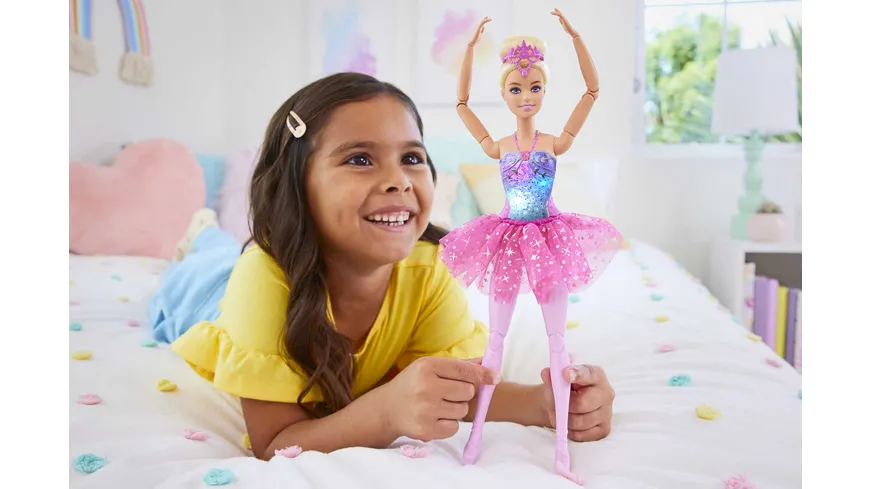 Barbie Dreamtopia Zauberlicht Ballerina (blond), Puppe mit Leucht-Kleid