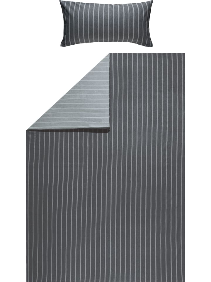 LOOKS by Wolfgang Joop Fein Flanell Bettwäsche in anthrazit-silber günstig kaufen