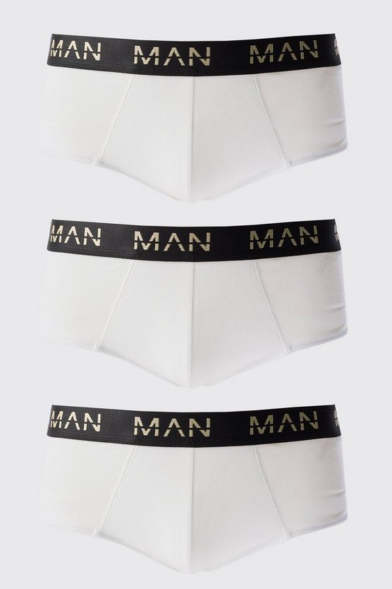 3er-Pack goldene Man-Dash Boxershorts in Weiß