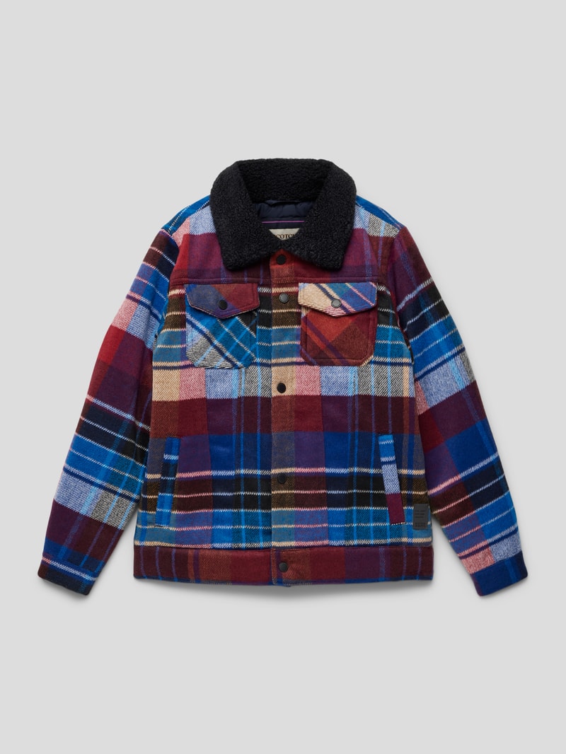 Wolljacke mit aufgesetzten Brusttaschen in blau