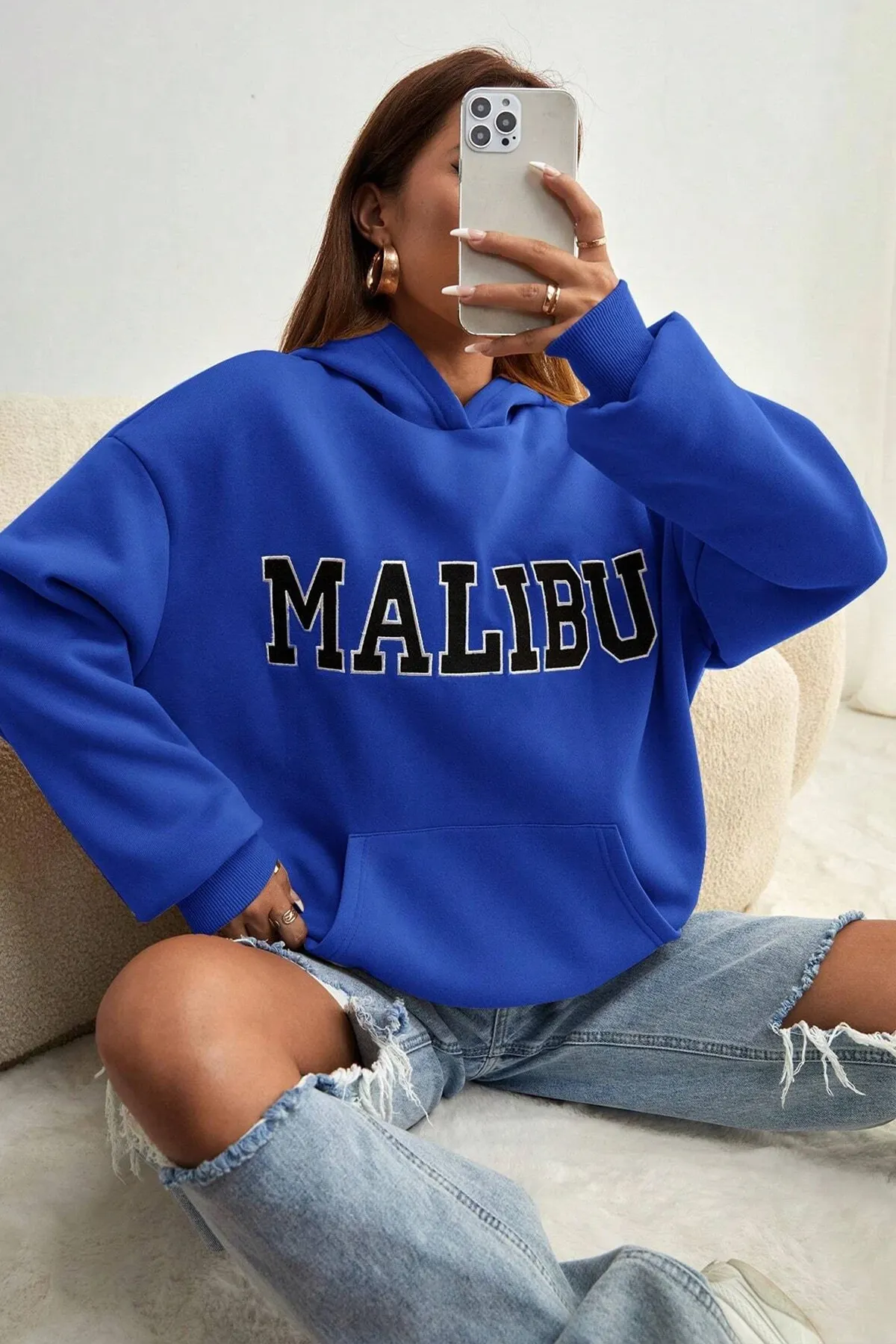 uyguntarz  Unisex-Sweatshirt mit Malibu-Aufdruck in Übergröße