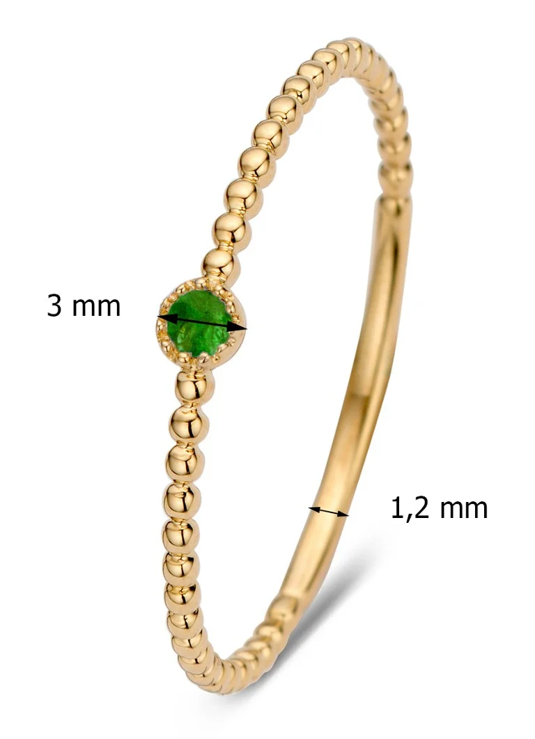 Inel cu vârf de diamant din aur galben și un smarald Joy de 0,04 ct.