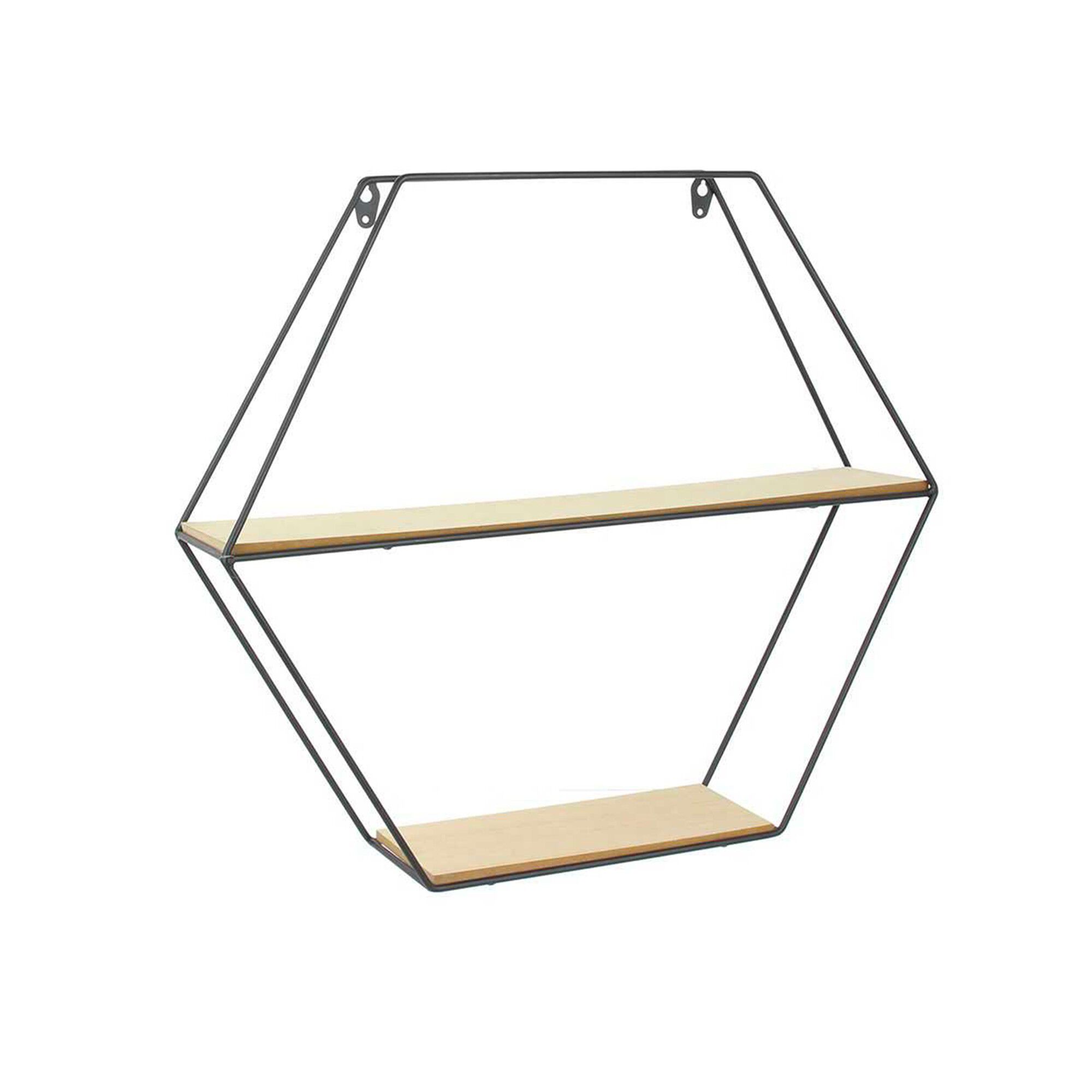 Etagère hexagonale en métal et bois