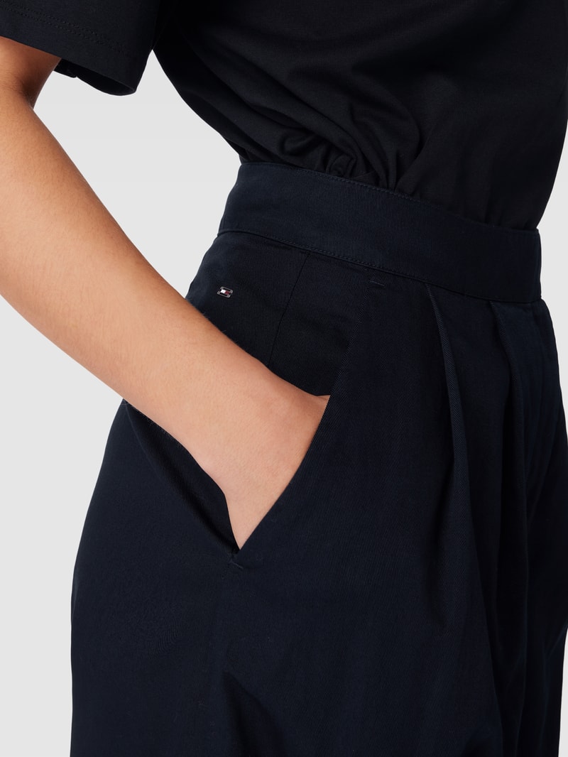 Wide Leg Hose mit Leinen-Anteil in marineblau