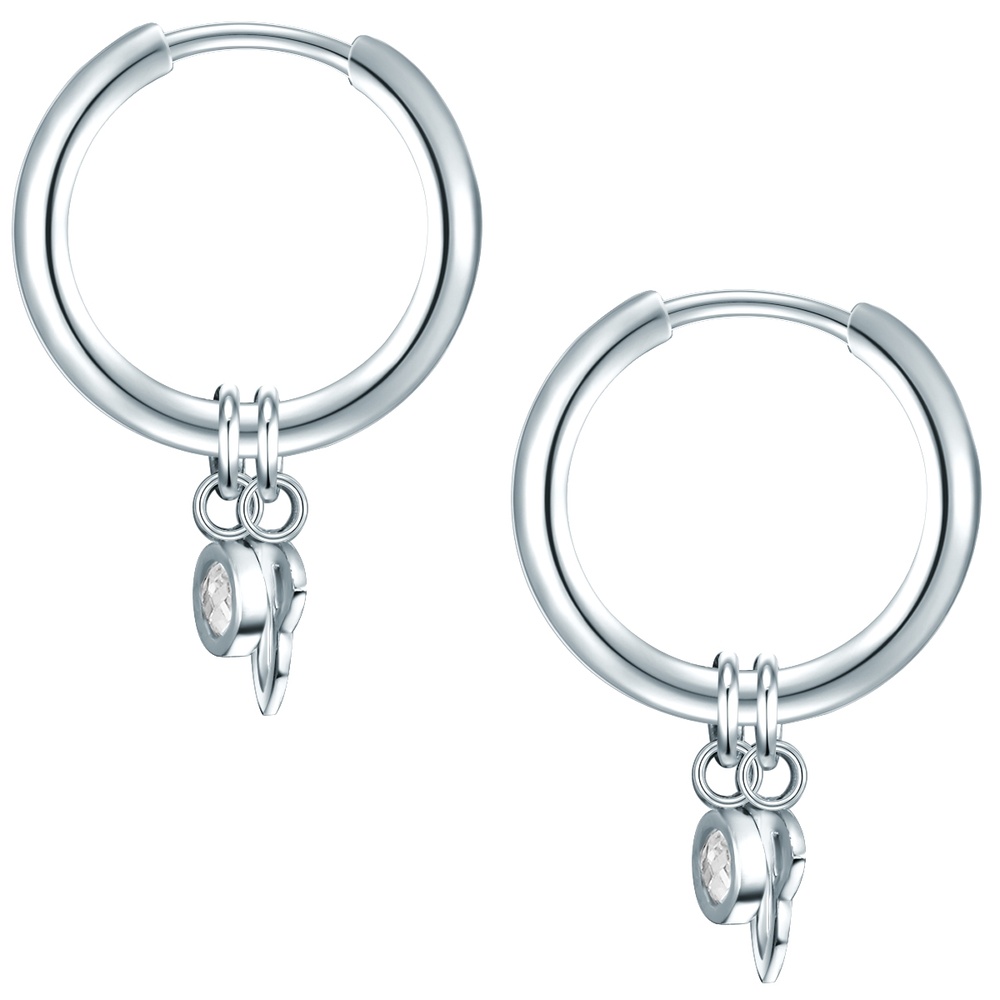 EASTSIDE Créoles en acier inoxydé fleur de lotus Acier inoxydable Preciosa en Argent Boucles d'oreilles