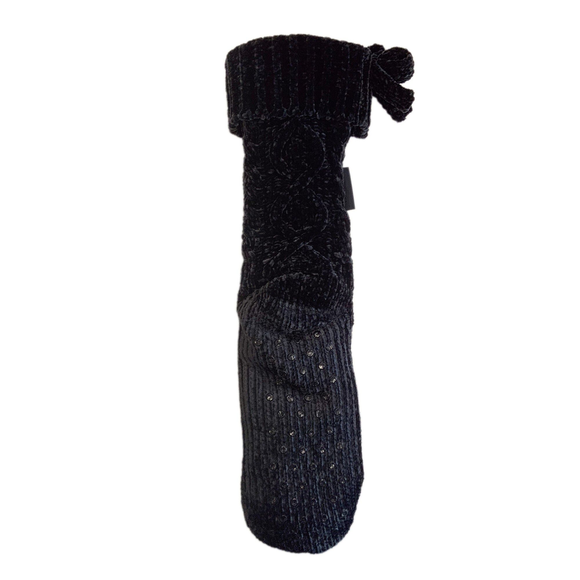 Chaussettes chaussons maille chenille torsadée entièrement fourrées