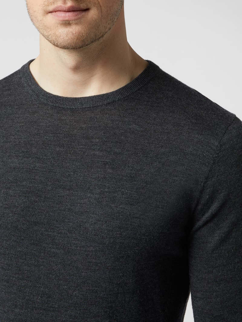 Pullover aus Wolle Modell 'Nichols' in anthrazit