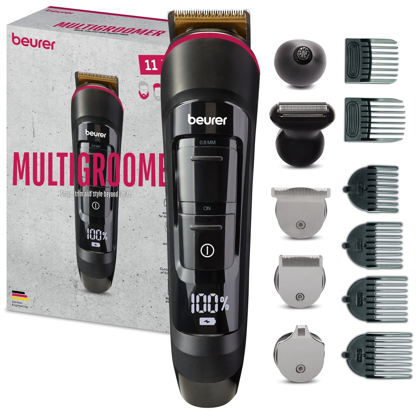 Beurer Multigroomer MN9X-Vielseitiger, wasserfester Styler für die gesamte Körperbehaarung