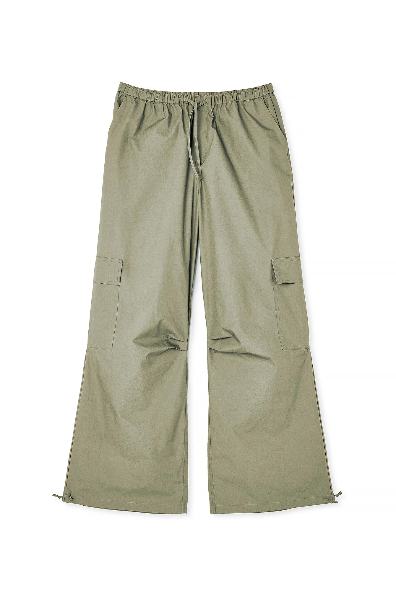 Lockere Cargohose mit halbhoher Taille und Kordelzug
