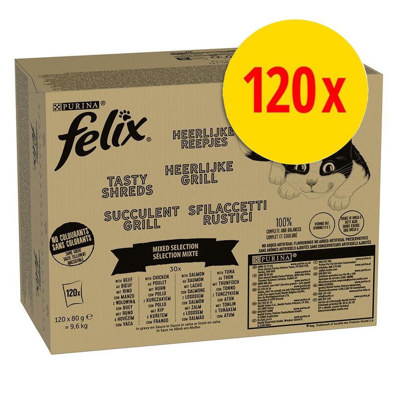 Jumbopack Felix Tasty Shreds Pouches 120 x 80 g