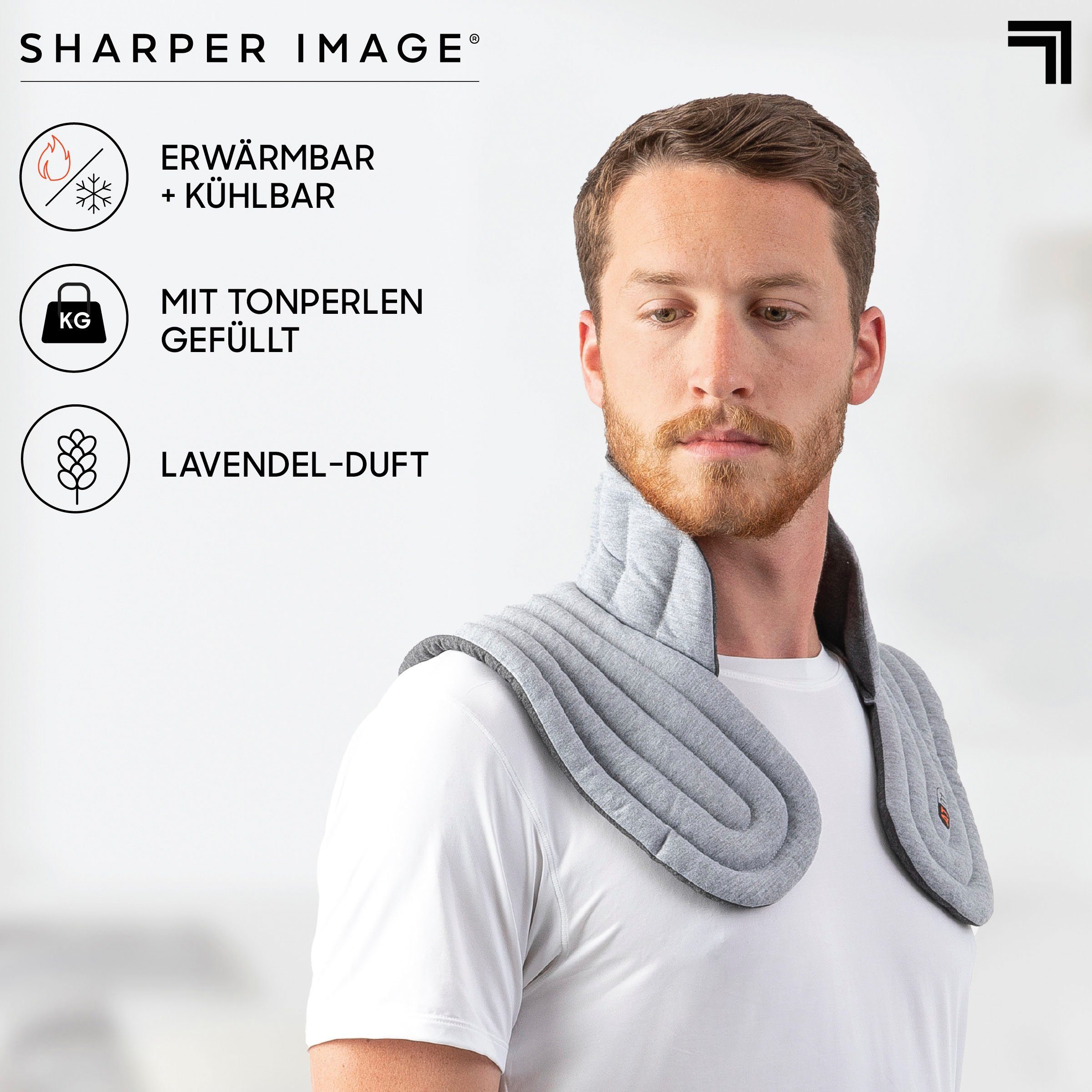 Sharper Image Wärmekissen Wärmendes/Kühlendes Nacken- & Schulter-Kissen, mit Tonperlen & Aromatherapie