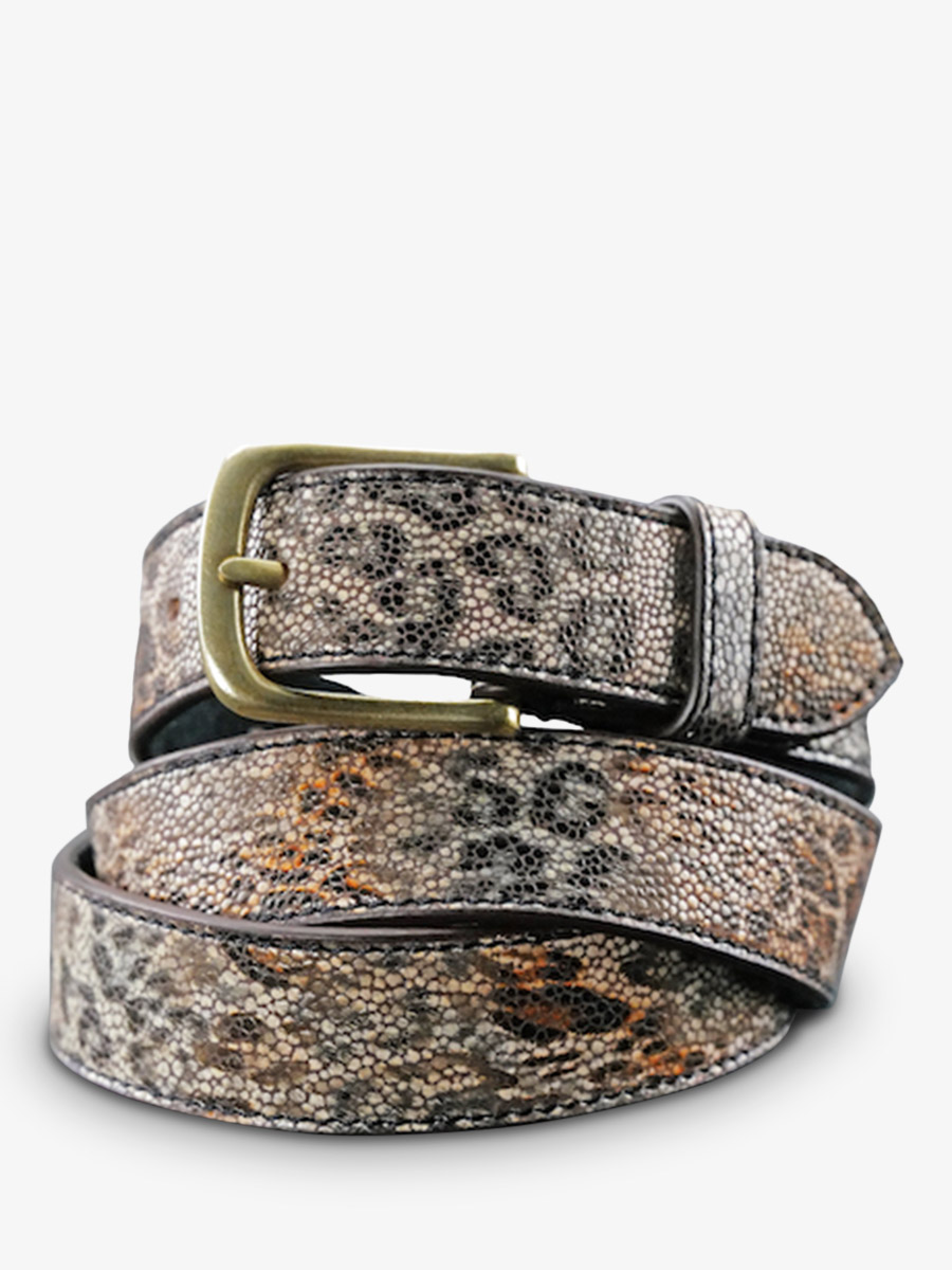 LaCeinture à Boucle Ecailles de Léopard - Naturel