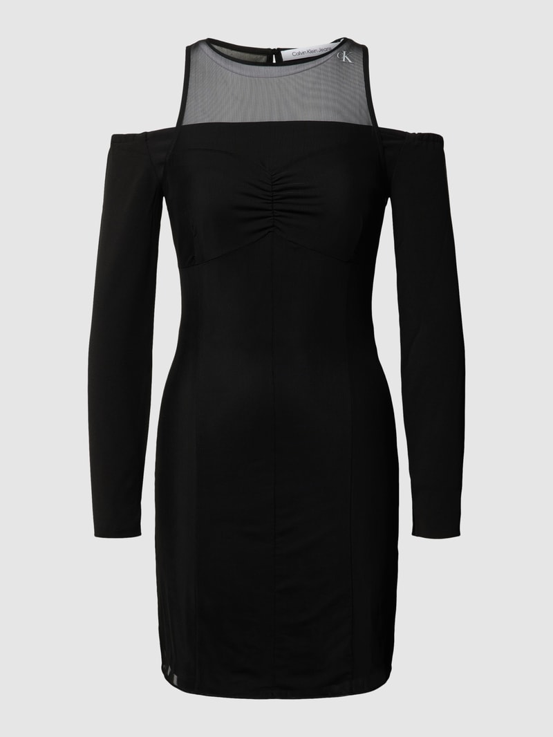 Minikleid mit Label-Print Modell 'MESH DOUBLE LAYERING DRESS' in black