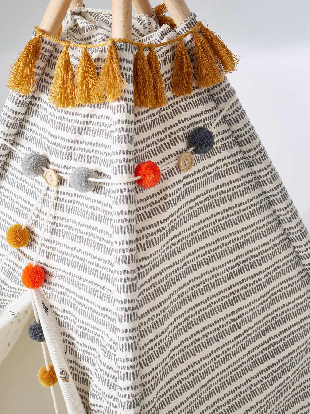 Vertbaudet Kinder Spielzelt GERONIMO, wendbares Tipi mit Holzstangen, FSC - mehrfarbig
