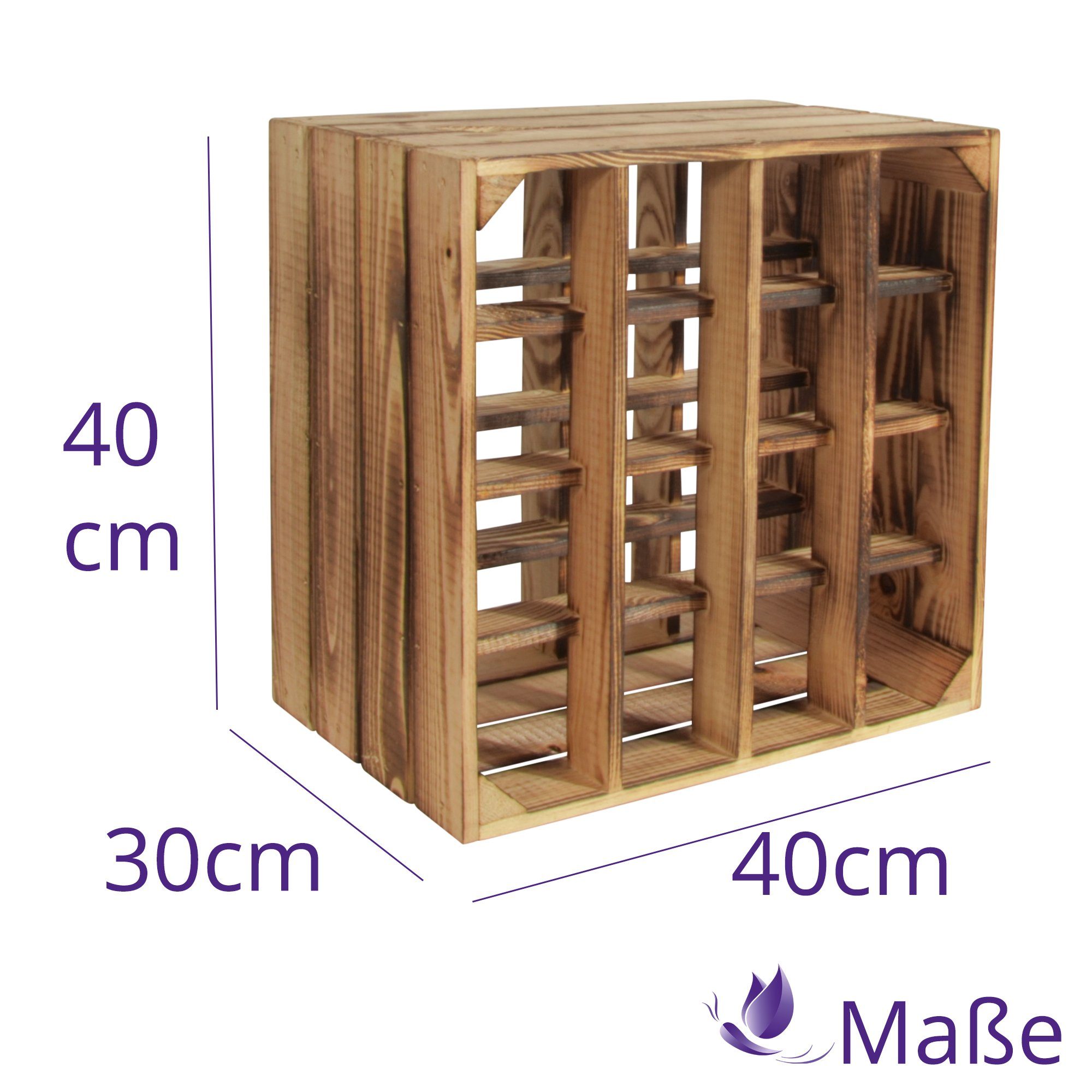 CHICCIE Weinregal Wino Flaschenregal aus Holz Geflammt + Regal, 1-tlg.