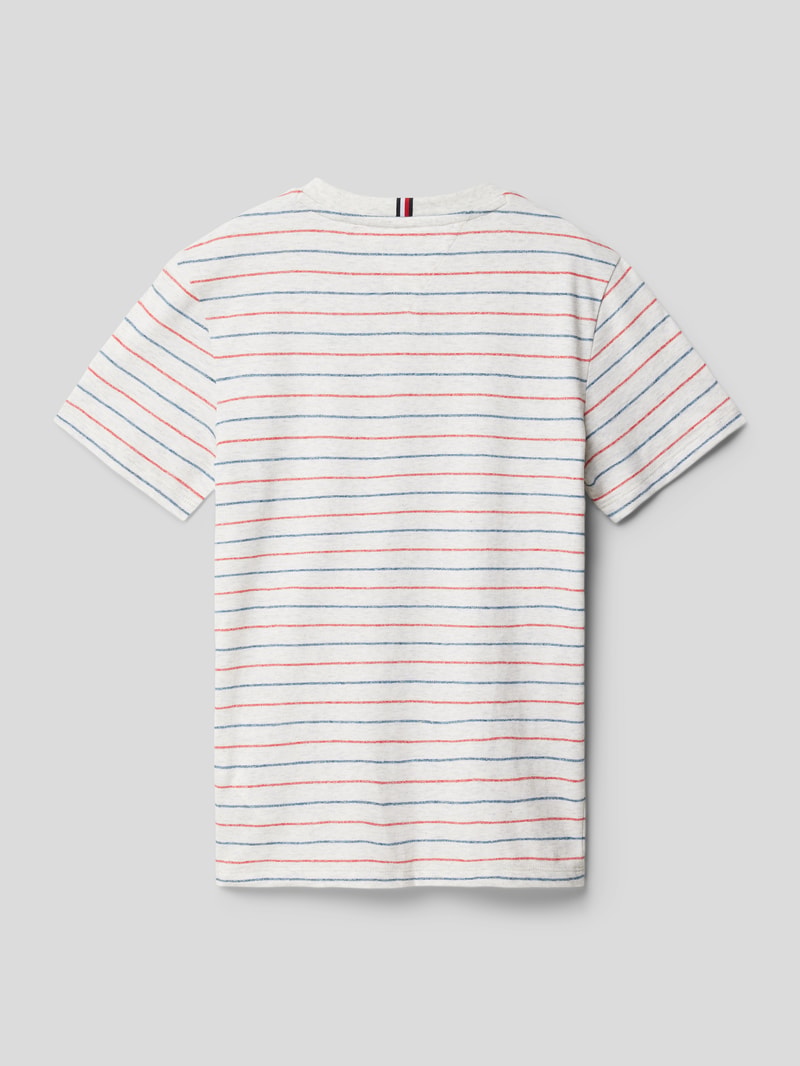 T-Shirt mit Streifenmuster Modell 'MONOGRAM HEATHER' in mittelgrau meliert
